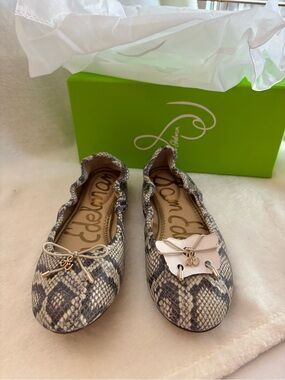 Sam Edelman Felicia Roccia Leather Snakeskin Ballet Flats Women's Size 7
